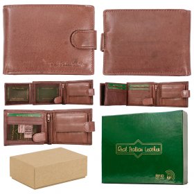 1007 BROWN REAL ITALIAN LEATHER WALLET BOX OF 12