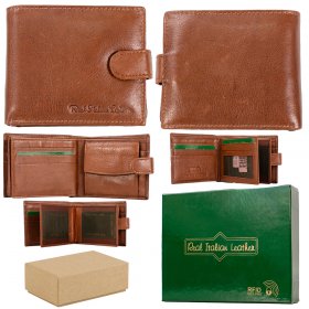 1008 TAN REAL ITALIAN LEATHER WALLET BOX OF 12