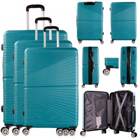 T-HC-12 GREEN SET OF 3 TRAVEL TROLLEY SUITCASE