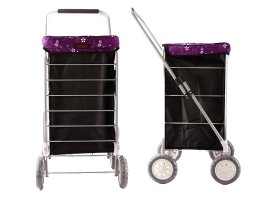 6963/W PURPLE FLORAL DOTTED LINE SHOPPING TROLLEY