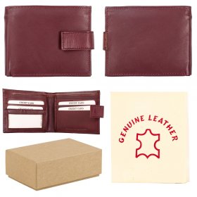 S-086 BURGUNDY LEATHER WALLET BOX OF 12