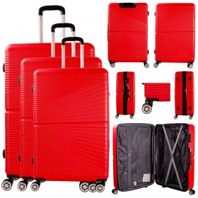 T-HC-12 RED SET OF 3 TRAVEL TROLLEY SUITCASE