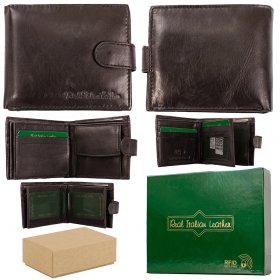 1008 BLACK REAL ITALIAN LEATHER WALLET BOX OF 12