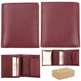 S-090 BURGUNDY LEATHER WALLET BOX OF 12
