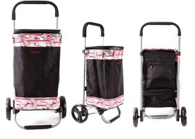 6962/S PINK FLORAL SHOPPING TROLLEY