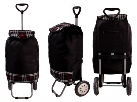 6957/W BLACK CHECK Shopping Trolley with Adjustable Handle