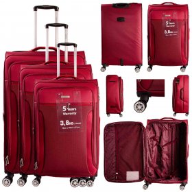 HBY-0170 BURGUNDY SET OF 3 TRAVEL TROLLEY SUITCASE