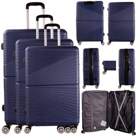 T-HC-12 NAVY SET OF 3 TRAVEL TROLLEY SUITCASE