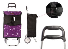 6961/S PURPLE DOTTED FLORAL LINE SHOPPING TROLLEY