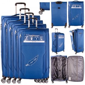 T-SC-03 NAVY BLUE SET OF 4 TRAVEL TROLLEY SUITCASES