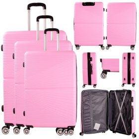 T-HC-12 PINK SET OF 3 TRAVEL TROLLEY SUITCASE