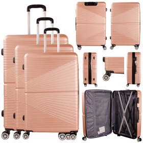 T-HC-12 ROSE GOLD SET OF 3 TRAVEL TROLLEY SUITCASE